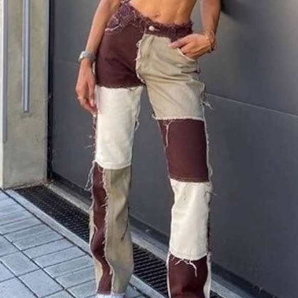 Jaded London Brown patchwork jeans - Picture 2 of 3